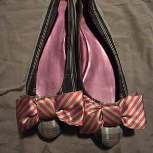 COACH Striped Bow Flats with Purple Interior